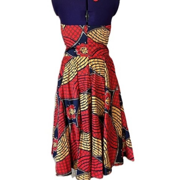 'Dottie' halter swing dress in Tribal print sz 8 - Picture 5 of 8